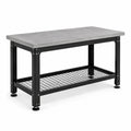 Banco da lavoro industriale grigio e nero 120 × 60 × 90 cm con ripiano inferiore a griglia