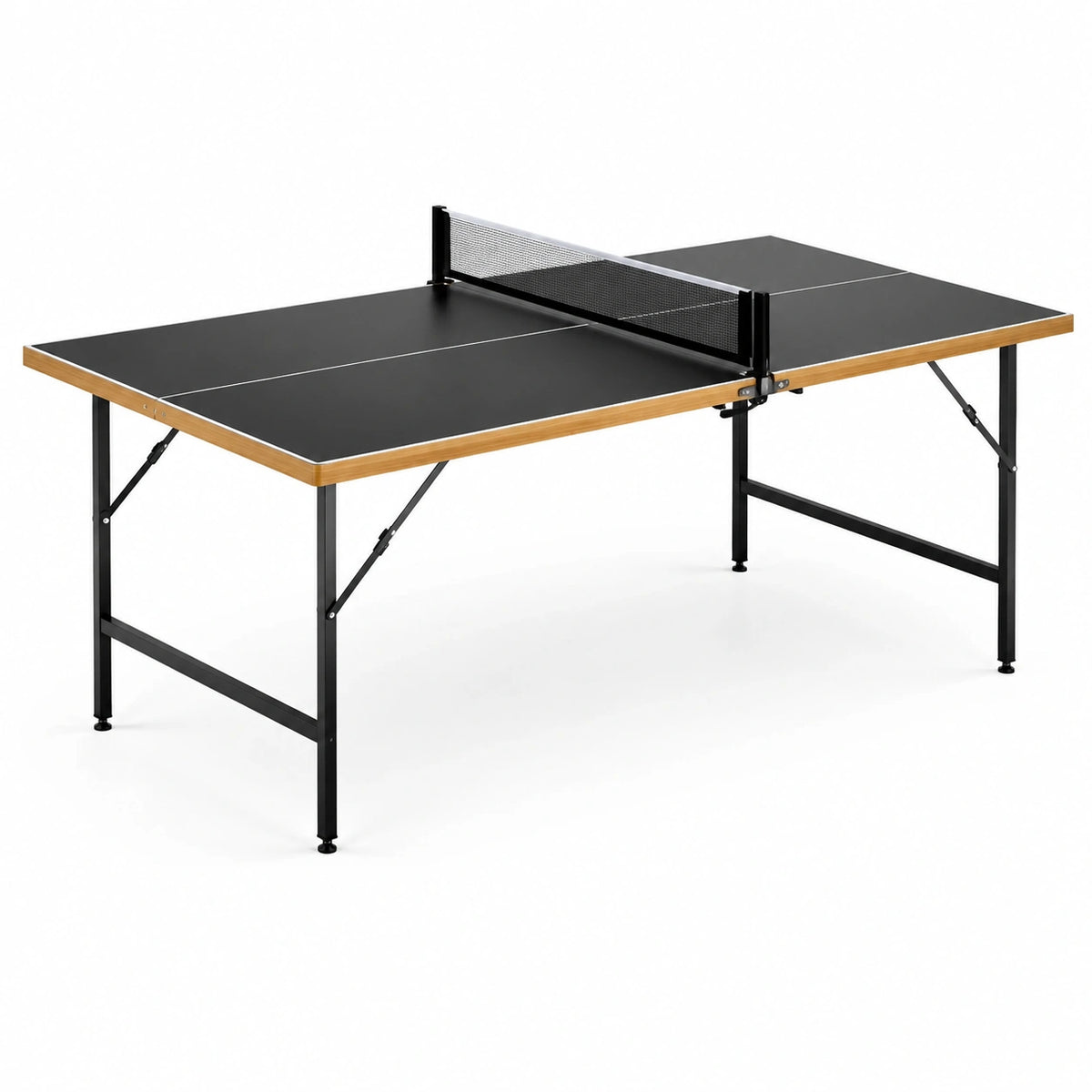 Tavolo da ping pong pieghevole da interno 274 × 152,5 × 76 cm, nero con telaio in acciaio e rete inclusa