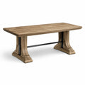 Tavolo rettangolare rustico in legno marrone e metallo nero, 200 × 90 × 76 cm
