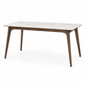 Tavolo da pranzo rettangolare moderno 160 × 90 × 75 cm, bianco effetto marmo e marrone effetto legno