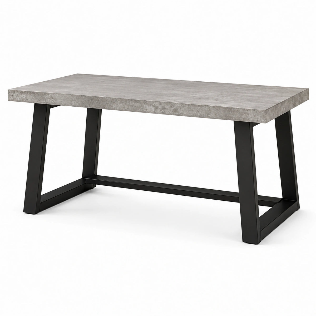 Tavolo da pranzo industriale 140 × 80 × 75 cm con piano effetto cemento grigio e struttura in metallo nero