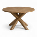 Tavolo rotondo in legno marrone naturale Ø 120 × 76 cm con base centrale geometrica