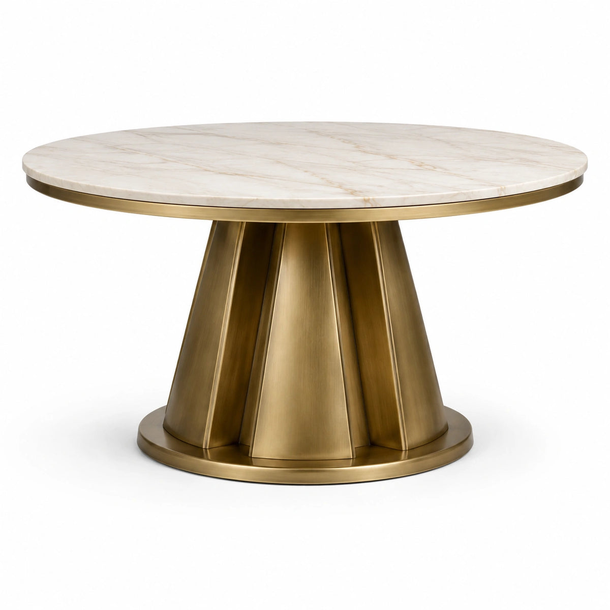 Tavolo rotondo Ø 120 × H 76 cm, avorio effetto marmo e oro