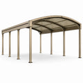 Tettoia autoportante in metallo beige con copertura curva, 600 × 600 × 280 cm