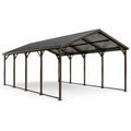 Gazebo in metallo marrone scuro con tetto rigido a doppia falda, 600 × 365 × 310 cm