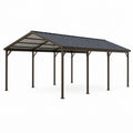 Gazebo da giardino marrone scuro 600 × 360 × 280 cm in acciaio con tetto rigido a due falde