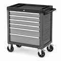 Struttura professionale in acciaio nero e grigio con 6 cassetti, serratura, maniglia e ruote, 78 × 46 × 97 cm