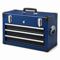 Cassetta portautensili in acciaio blu con 3 cassetti e vano superiore, 52 × 22 × 40 cm