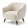 Poltrona moderna in bouclé crema 86 × 82 × 78 cm con gambe marroni e dettagli dorati