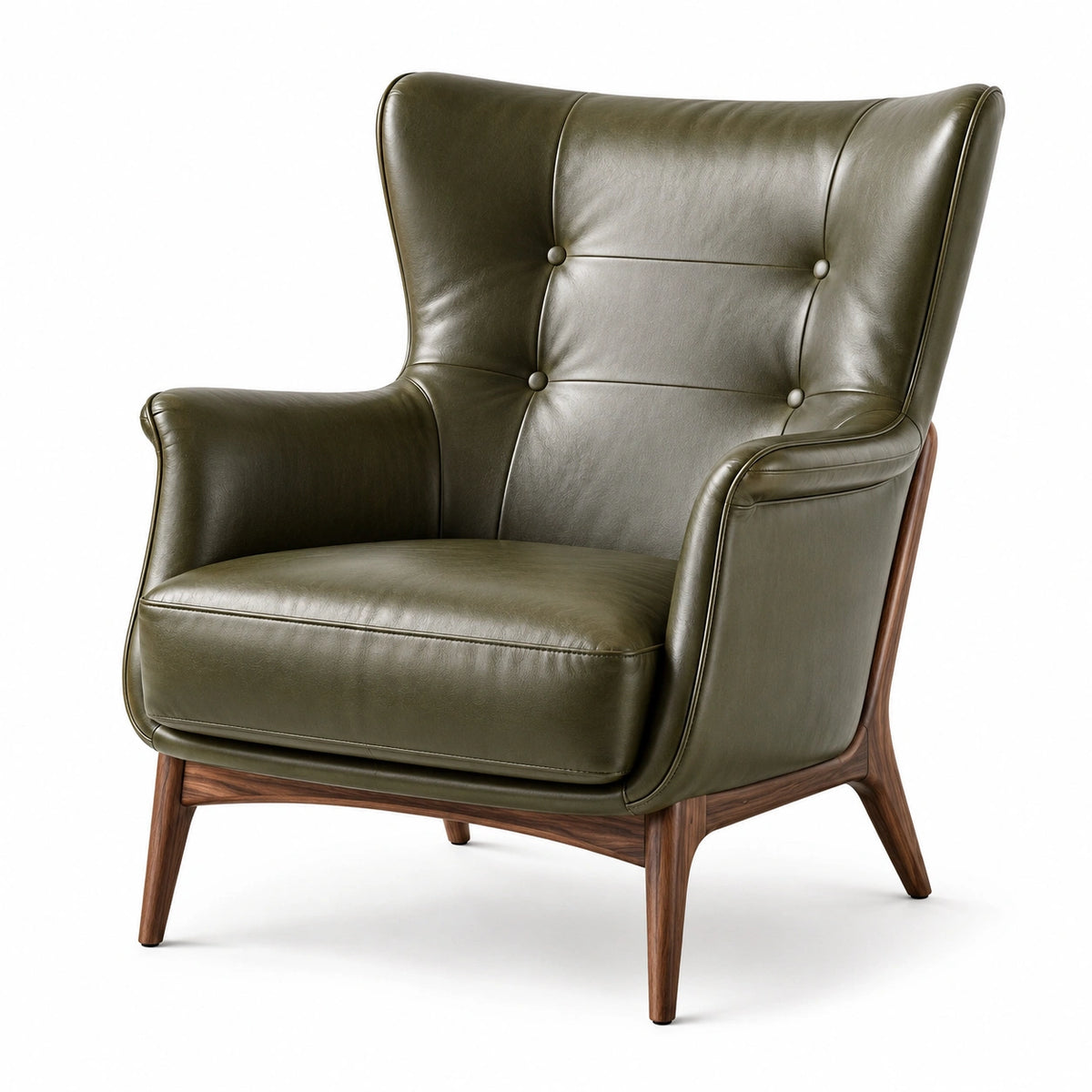 Poltrona moderna con schienale alto, 88 x 86 x 99 cm, verde oliva e marrone