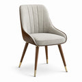 Sedia imbottita con braccioli, 58 × 62 × 84 cm, beige, marrone e dorata