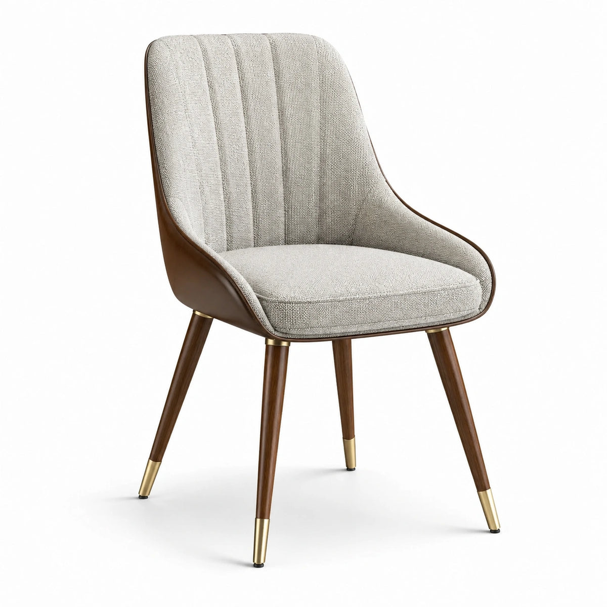 Sedia imbottita con braccioli, 58 × 62 × 84 cm, beige, marrone e dorata