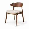 Sedia moderna in legno marrone con seduta imbottita beige, 56 × 54 × 78 cm
