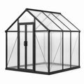 Serra da giardino 190 × 190 × 195 cm in alluminio nero con pannelli trasparenti e doppia porta