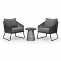 Set da giardino nero e grigio, 2 poltrone 74 × 76 × 82 cm e tavolino Ø50 × 47 cm