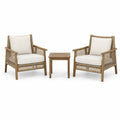 Set da giardino beige e bianco, 3 pezzi, 2 poltrone da 72 × 78 × 84 cm e tavolino da 50 × 50 × 50 cm