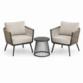 Completo da esterno a 3 pezzi con 2 poltrone 74 × 76 × 82 cm e tavolino Ø 50 × 47 cm, beige, tortora e nero