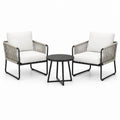 Set da esterno 3 pezzi con 2 poltrone 70 × 73 × 80 cm e tavolino rotondo Ø 55 × 45 cm, bianco, grigio e nero
