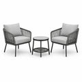 Salotto da giardino grigio e nero con 2 poltrone 70 × 75 × 82 cm e tavolino Ø 50 × 50 cm
