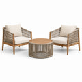 Set da giardino 3 pezzi marrone, beige e tortora con 2 poltrone 75 × 78 × 78 cm e tavolino Ø 70 × 45 cm